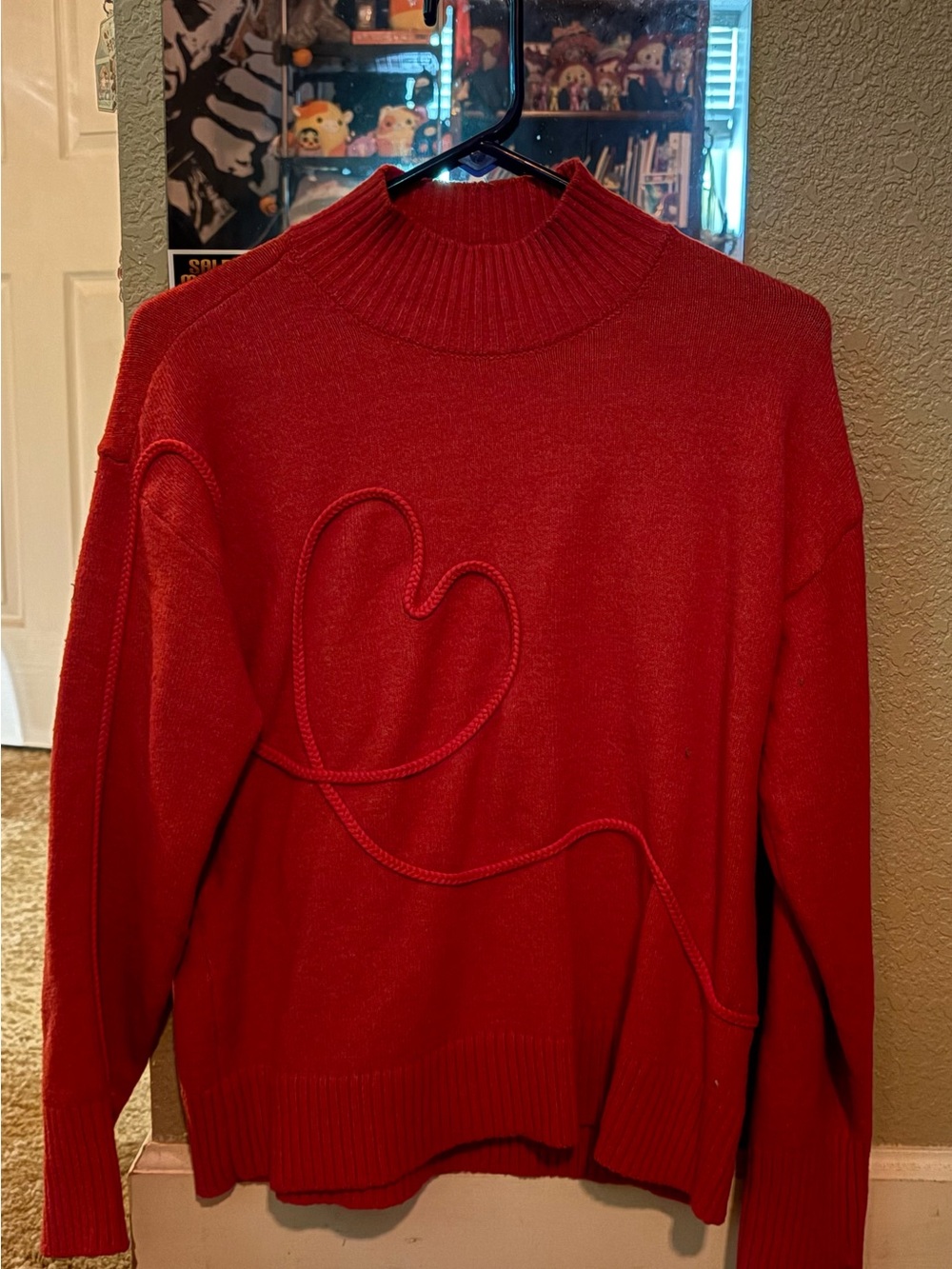 SMALL Adrienne Vittadini Red Valentine’s Day Sweater with Heart Cable